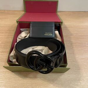 Gucci GG Marmont wide belt (95 cm belt) & Gucci card holder